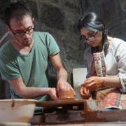 An artist-decorator in training with a french ceramist Julien Mazard